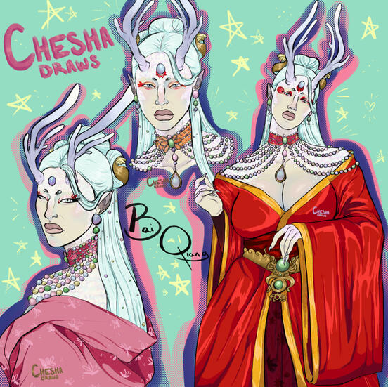 a humanoid dragon woman